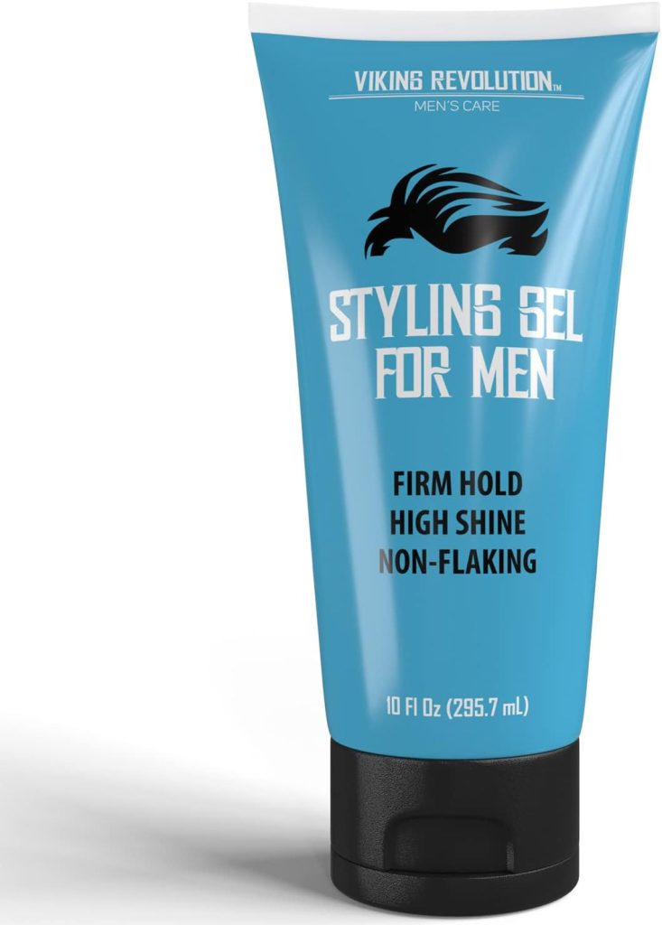 Viking Revolution Hair Gel for Men Strong Hold - Mens Hair Gel Extra Strength - Styling Gel for Hair Clear Hair Gel - Firm Hold Gel Hair High Shine Non-Flaking Curly Hair Gel (10oz)